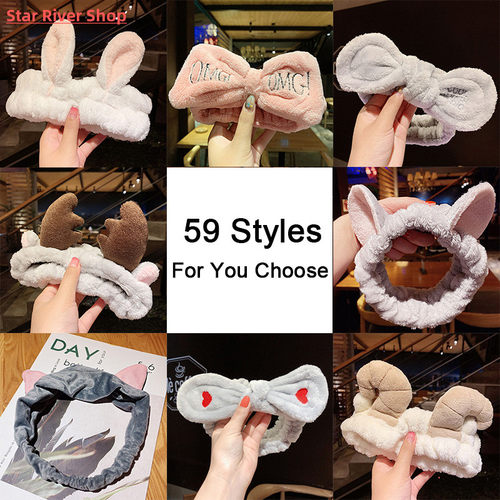 Wash Face Hair Holder Hairbands Soft Warm Coral Fleece Bow A