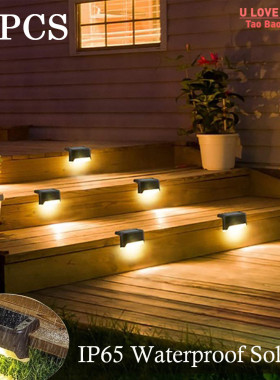 Warm White LED Solar Lamp Path Stair Outdoor Garden Lights W