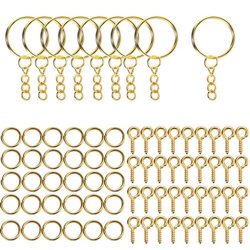 DIY Keychain Open Ring Materials Kit Iron Ring Goat Eye Key