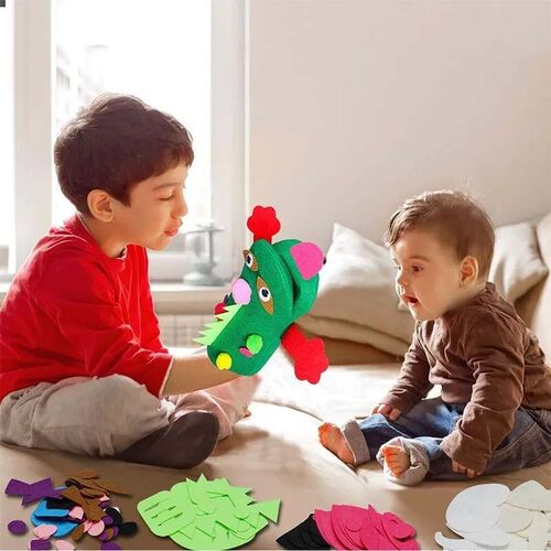 6Pcs Hand Puppet Making Kit for Kids Art Craft Felt Toys Mak