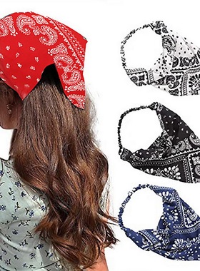 Vintage Accessories Bandana Women Print Elastic Hair Bands H