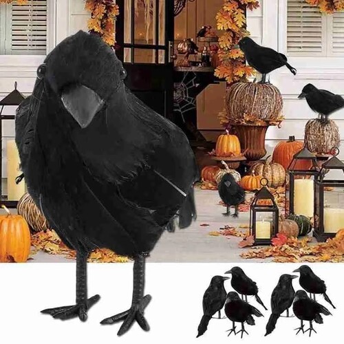 1pc Halloween Black Crow Model Simulation Fake Bird Animal S