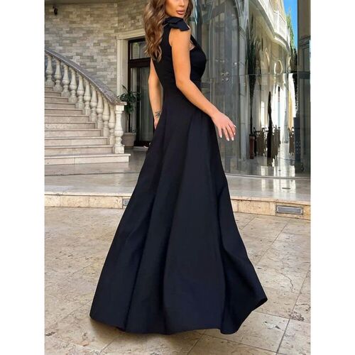 Spring Summer Elastic Waist Chiffon Dress Women Casual
