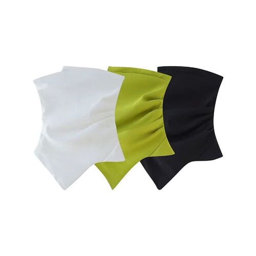 Women Fashion Strapless Pleats Asymmetrical Top Female Casua