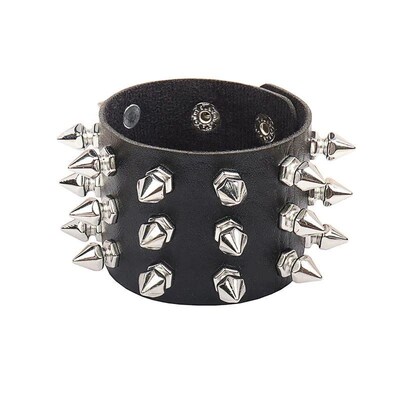 2023 PU Leather Studded Bracelet Punk Bracelet Adjustable Go