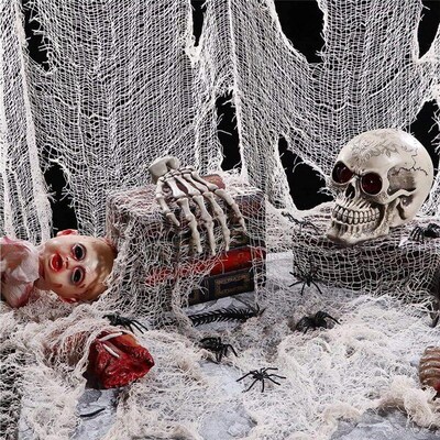 HOT SALES!!! Black Halloween Creepy Gauze Large Grid Yarn