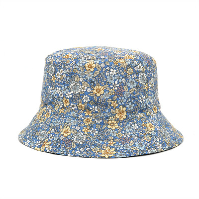 2021 Fashion Floral Print Bucket Hat Women Double Side Cotto