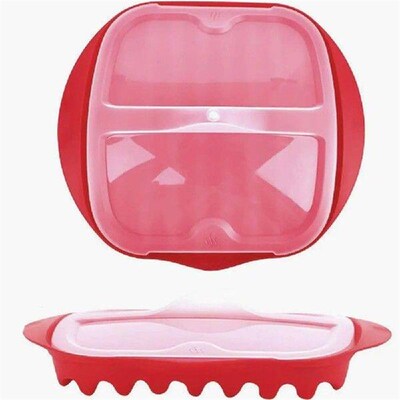 With Lid Microwave Bacon Pan Red Heating Evenly Microwave