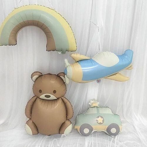 1pcs birthday Bear Foil Balloons Matte Rainbow car plane car