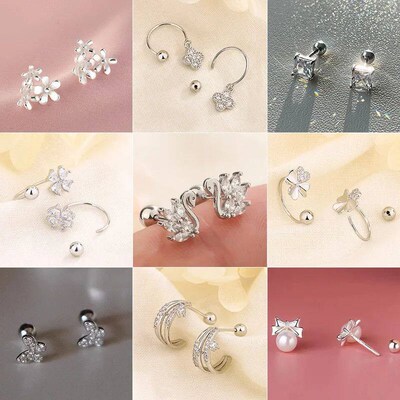 Silver Color Hypoallergenic Zircon Cartilage Studs Earring 9