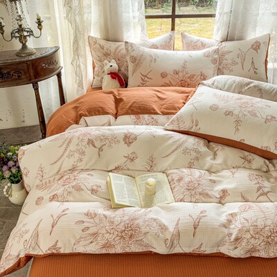 4pc bedding sets bed flat sheet fitted duvet quilt bedcover