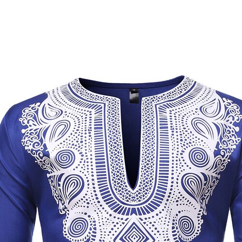 Mens African 2 Piece Set Traditional Suit Men Blue African D