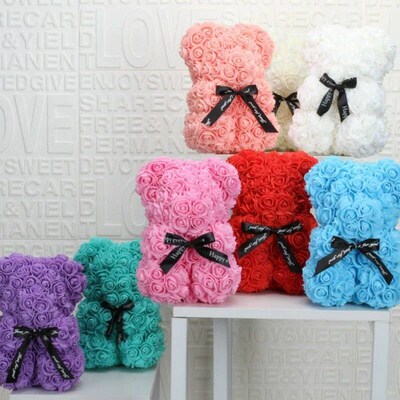 Romantic Valentines DayCreative Eternal Flower Rose Bear Ch