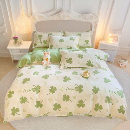 Brushed Cartoon Four-piece Washed Cotton Single Quilt ver Do