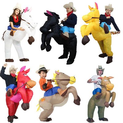 Purim Cowboy Rider Horse Inflatable Costume Halloween Carniv
