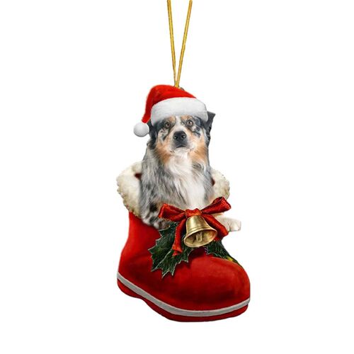 Christmas Red Boot Dogs Ornament Xmas ree Hanging Ornament D
