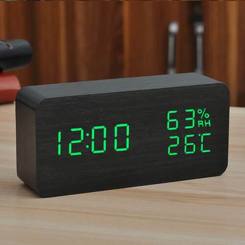 Alarm clock bedside luminous electronic clock LED wooden闹钟
