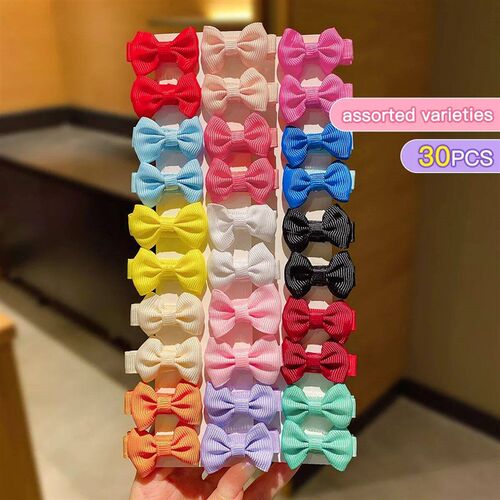 30 colored random bow fabric hair clips suitable for daily u
