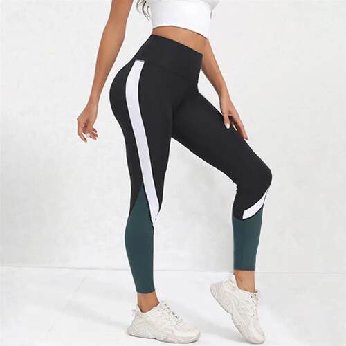 Colorblocked High Waist Yoga Pants Leggings for Women Tummy