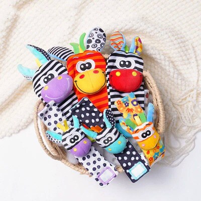 0-12 Months Baby Toy Baby Rattles Toys Animal Socks Wrist St