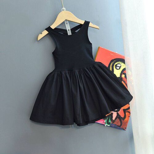 2023 Summer Girls Elegant Goth Dresss Black Sleeveless Tutu
