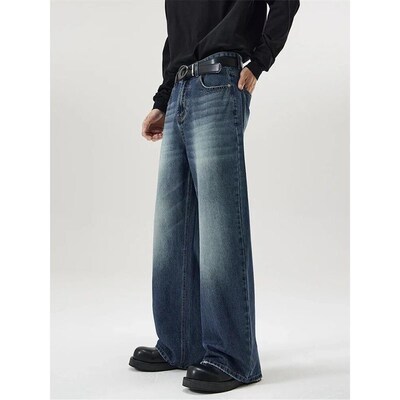4 Colors Autumn Vintage Disressed Mens Baggy Straight Jeans