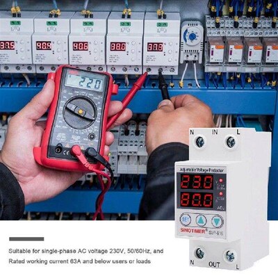 80A 220V Adjustable Voltage Protector Dual Display Limit