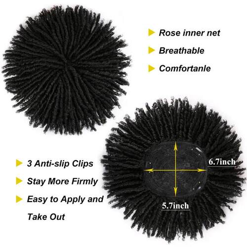 6 Inch Dreadlock Hair Topper Synthetic Locs Braided Half Wig
