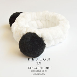Cute Panda Ear Soft Carol Fleece Women Headband Makeup Showe