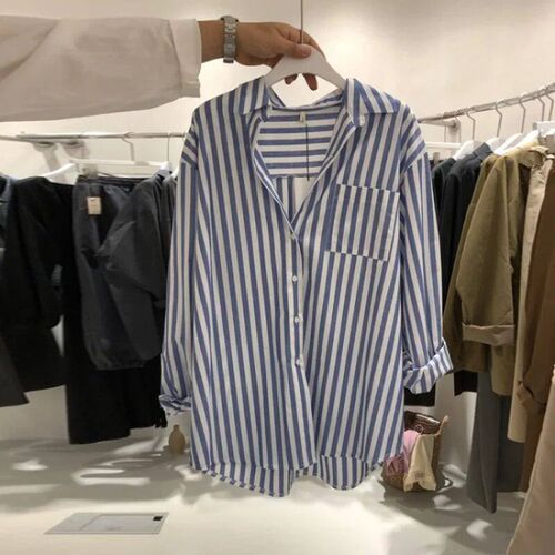 South Korea Dongdaemun Striped Shirt Womens Design Sense Ni