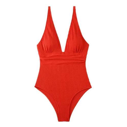 One Piece Swimsuit Women Solid Swimwear Swimsuit Backless Pu