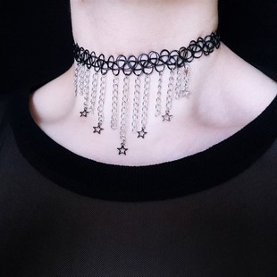 moon and stars necklace - tattoo choker - grunge choker