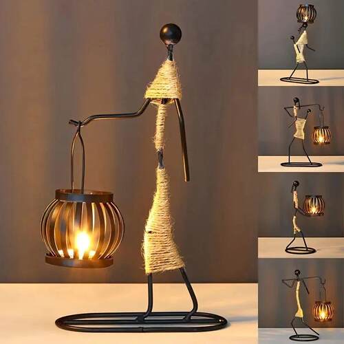 Nordic Metal Candlestick Abstract Character Sculpture Candle