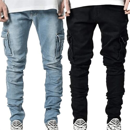Fashion Mens Jeans Skinny Wash Pocket Denim Pants Boyfriend