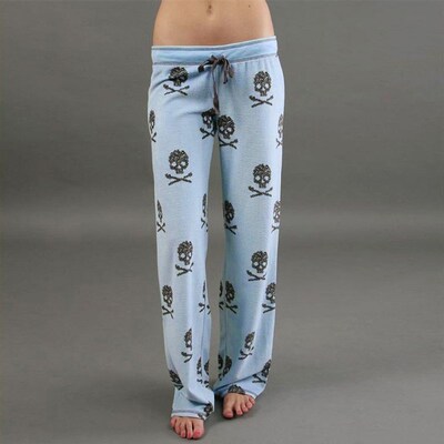 Halloween Skull Print Pants Women Sweatpants Joggers Loose M