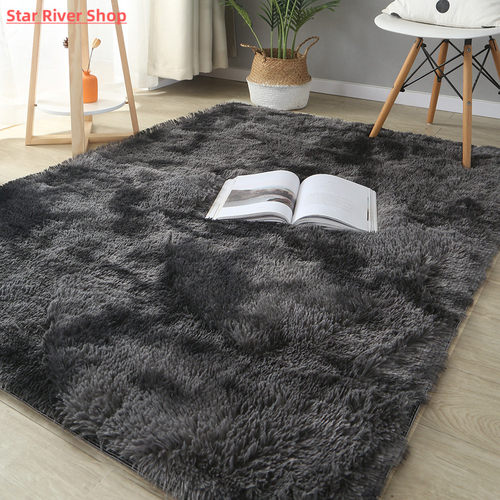 Gray Carpet for Living Room Plush Rug Bed Room Floor Fluffy