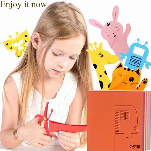 48pcs Children Cartoon DIY Colorful Paper Cutting Folding To
