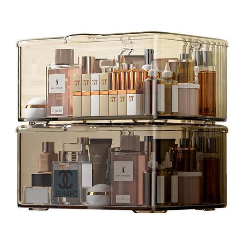 PET Clear Storage Box with Lid, Dust-proof Clutter Organizer