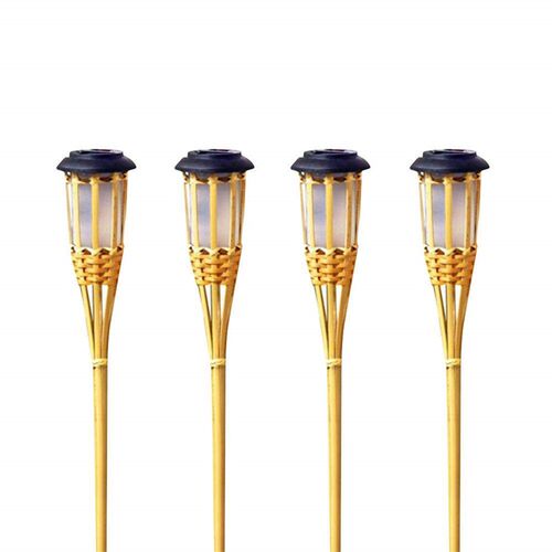 Automatic LED Flame Lawn Lamp Bamboo Solar Lights