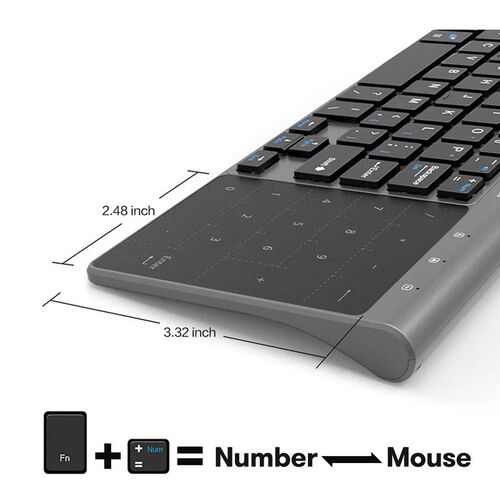 Slim 2.4G Wireless Keyboard with Touchpad Mouse Number Numer