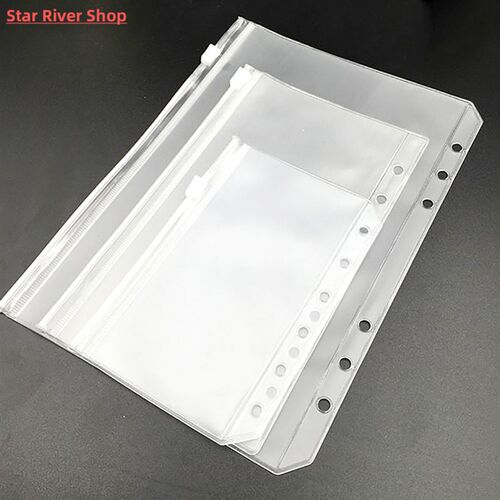 12PCS Convenient Clear PVC A5 A6 A7 Binder Pockets Clear Zip