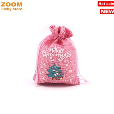 10pcs Christmas Gift bag Drawstring canvas Bags,decorations