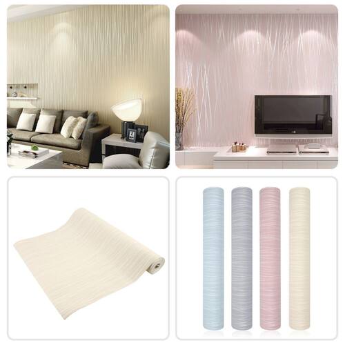 Simple Modern Home Embossed Textured Lines Wallpaper Roll