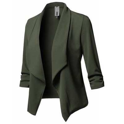 Code Blazer Small All-match Color Solid Pleated Sleeve Long