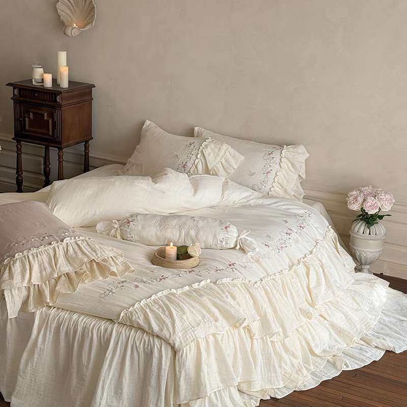 法式公主风荷叶花边床裙全棉皱皱纱四件套少女心粉色春夏四季款,3C数码配件,其它配件,淘宝优惠券,粉丝福利购,淘宝优惠卷