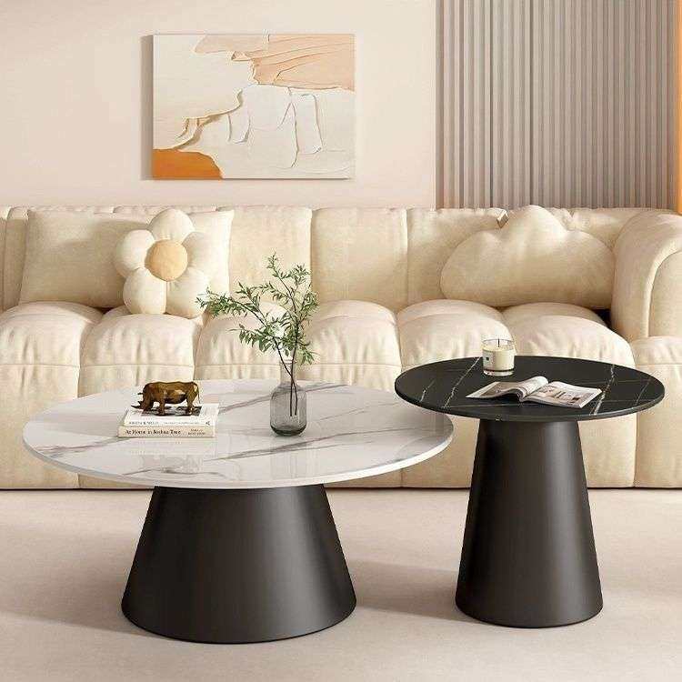 意式轻奢现代岩板圆形茶几高低组合客厅家用小户型小茶几边几角几,3C数码配件,其它配件,淘宝优惠券,粉丝福利购,淘宝优惠卷