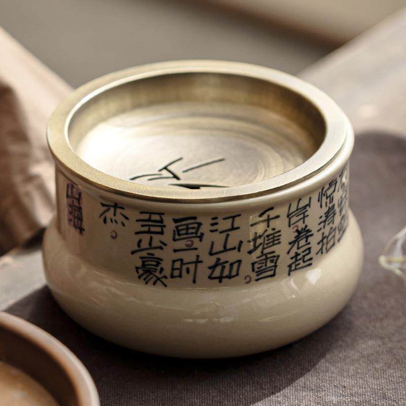草木灰手写赤壁怀古建水壶承陶瓷家用茶承干泡茶渣缸茶具茶道零配