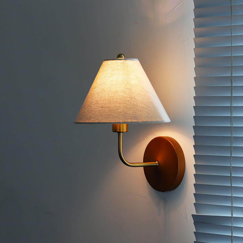 中古复古麻布壁灯卧室床头书房玄关阳台灯氛围装饰灯实木日式过道