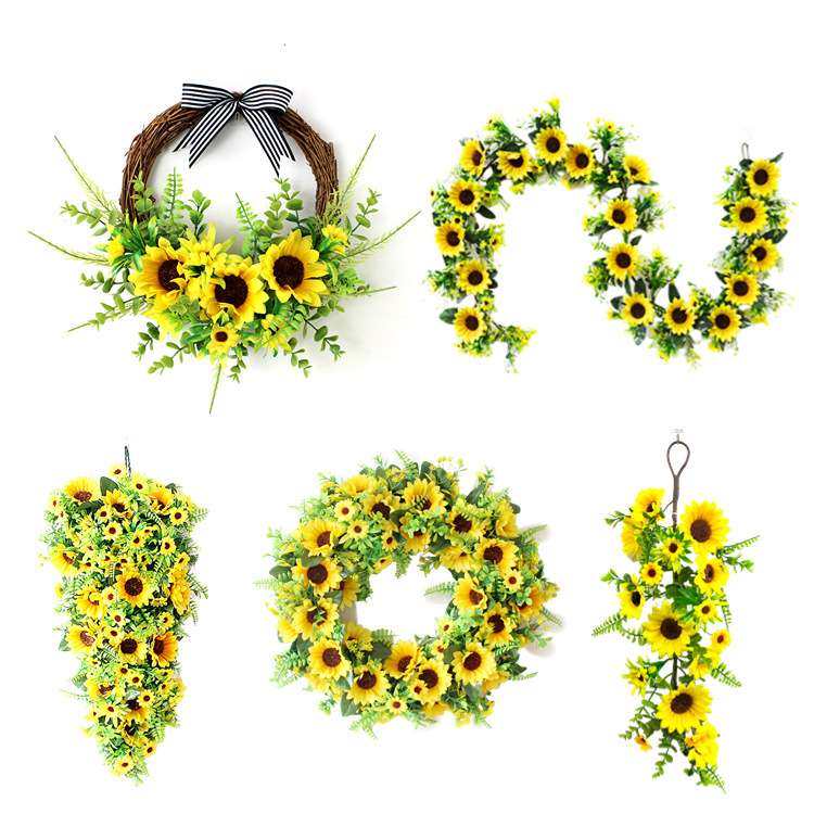 尤加利向日葵仿真花挂墙假花客厅门楣墙壁家居门上花环春天装饰品,3C数码配件,其它配件,淘宝优惠券,粉丝福利购,淘宝优惠卷