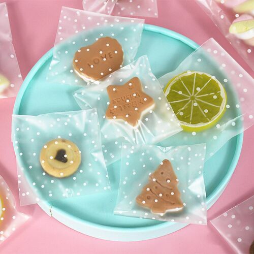 100pcs Plastic Transparent Packing Cellophane Bags Polka Dot